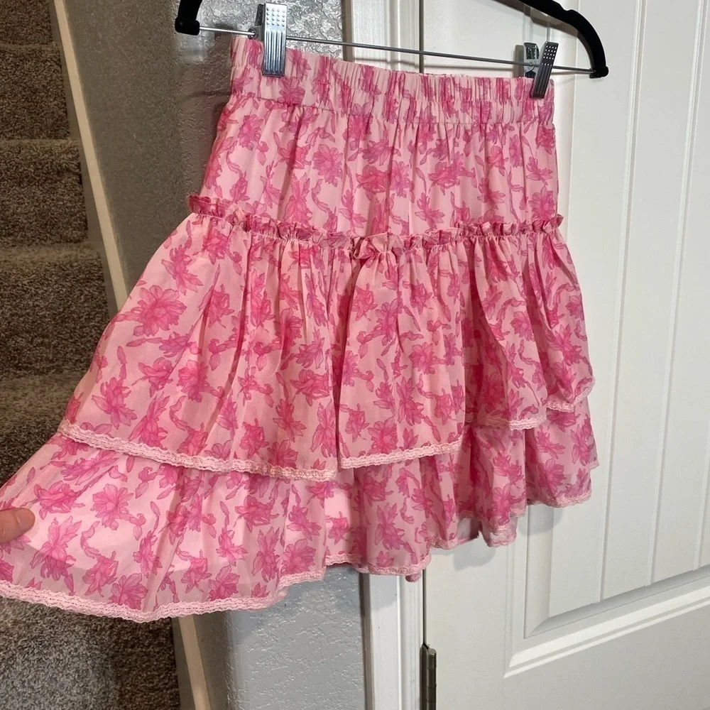 ALLISON NEW YORK DELILAH MINI SKIRT AND MATCHING TOP PINK FLORAL SET